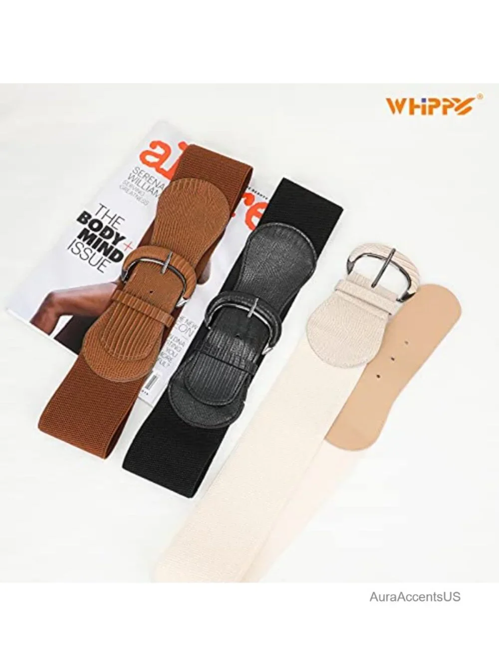 Wide Elastic Waist Belt Faux Leather Stretchy Waistband for Dresses 3 Pack